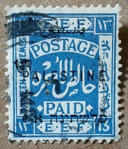 Palestine #57 13m Postage Paid with tri-lingual overprint USED (1922)