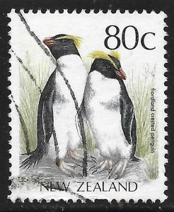 New Zealand #927 80c Birds - Fiorland Crested Penguin ~ Used