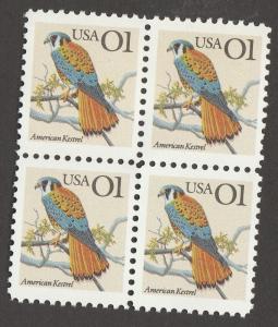 US 2476 American Kestrel 1c block 4 MNH 1991