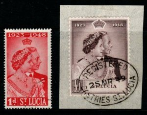 ST.LUCIA SG144/5 1948 SILVER WEDDING FINE USED