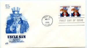 3259 22c Uncle Sam S/A ArtCraft pair FDC