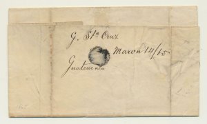 GUATAMALA 1865 LETTER, Sta CRUZ TO NEW YORK, 10 H/S, FRANCO, 