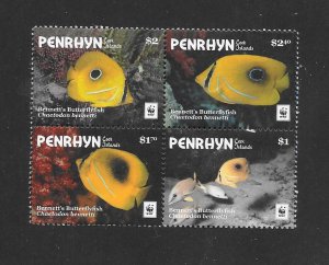 FISH - PENRHYN #580 (BLOCK 2) WWF BUTTERFLY FISH MNH