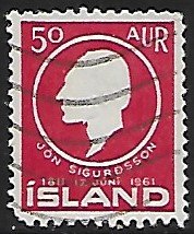 Iceland # 335 - Jon Sigurdsson - used....{GBl)