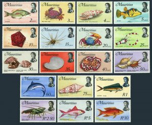 Mauritius 339-356, MNH. Mi 331-348. Crab, Fish, Lobster, Shells, Shrimp. 1969.