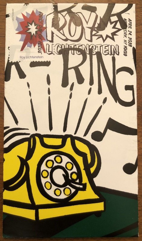 2023 ROY LICHTENSTEIN FDC First Day HAND CRAFTED FOLDED CACHET phone ring