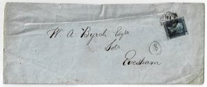 Great Britain 1860 London cancel on cover, 2d plate 8, SG 45, Scott 29