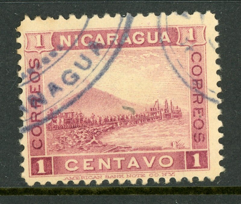 Nicaragua 1900 Momotombo 1¢ Plum VFU W437 ⭐☀⭐☀⭐