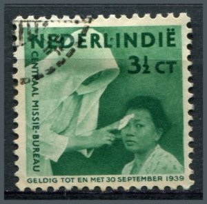 Netherlands Indies Sc#B38 Used, 3½c (+ 1½c) brt grn, Central Mission Bureau...