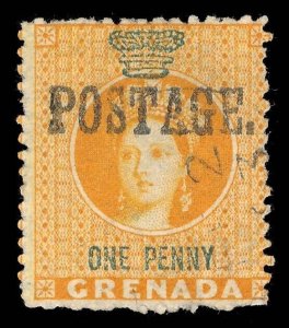 Grenada 1883 QV 1d orange & green (wmk sideways) very fine used. SG 27. Sc 16.