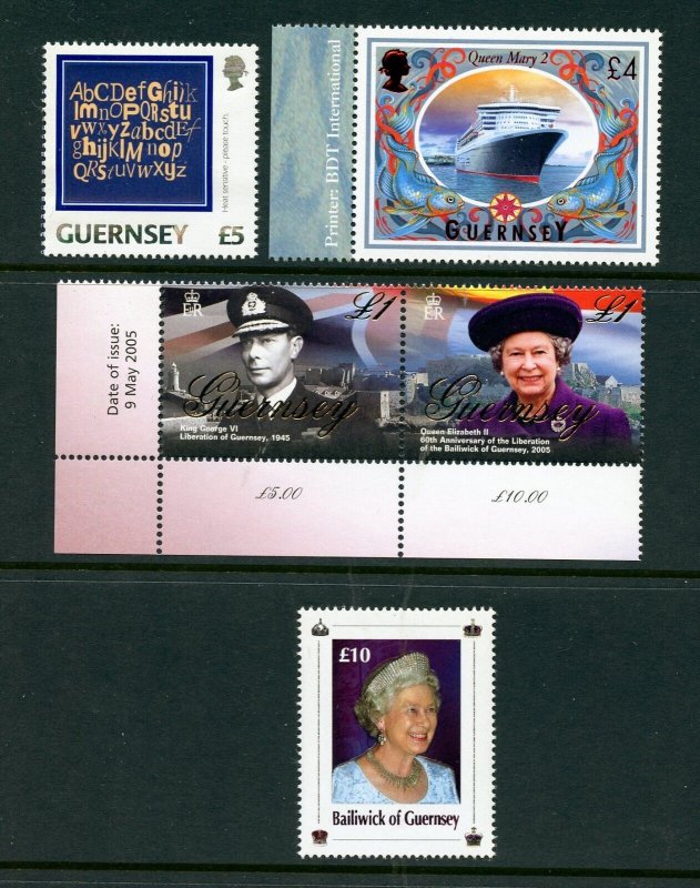 Guernsey #809, 866, 867, 911 (GU059) Higher Values, MNH, VF, CV$64.95 