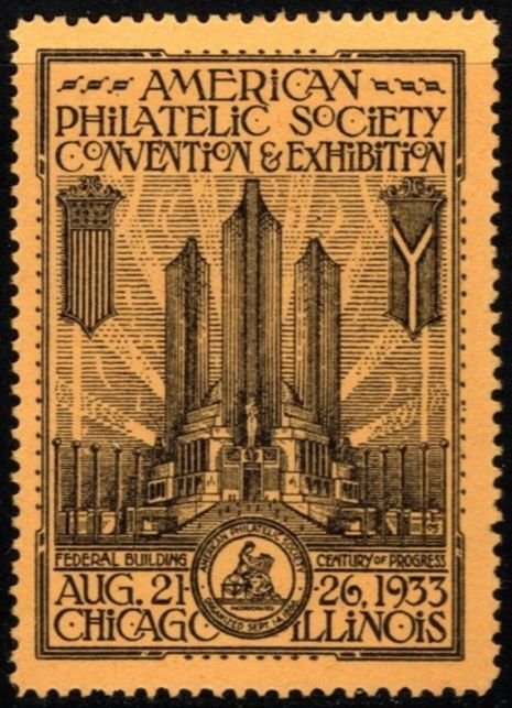 1933 US Poster Stamp American Philatelic Society Convention & Exhibition Chicago