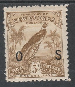 NEW GUINEA 1931 DATED BIRD OS 5/- TOP VALUE