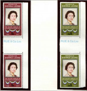 Sierra Leone SC# 440-1 QEII Silver Jubilee  GUTTER PAIRS  MNH