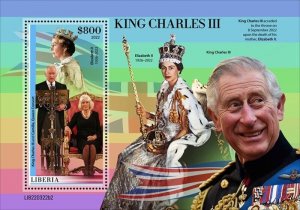 Liberia - 2022 King Charles III - Stamp Souvenir Sheet - LIB220322b2