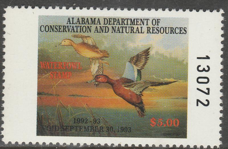 U.S.-ALABAMA 14, STATE DUCK HUNTING PERMIT STAMP. MINT, NH. VF