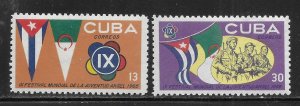 Cuba 969-970 1965 World Youth Congress set MNH