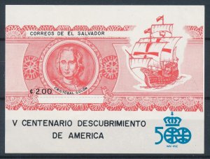 [116343] El Salvador 1988 Discovery of America Columbus Souvenir Sheet MNH