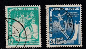 Germany DDR #  94-95, Winter Sports - Skiing, Used, 1/2 Cat.