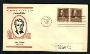 AU127  F.D.C. 1940 Scott # 878  Famous Americans Scientist Jane Addams 10 ct.pr.