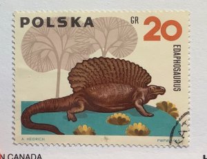 Poland 1965 Scott 1307 used - 20gr, Prehistoric Animals, Edaphosaurus