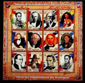 DOMINICAN REP. Sc 1561-2 NH 2 MINISHEETS OF 2014 - HEROES OF AMERICA - (CT5)