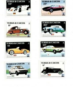 Turks and Caicos -1984 - Autos - Set of Eight - MNH (Scott#605-12)