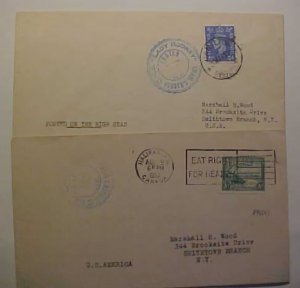 BERMUDA  USING ENGLISH STAMP also CIRULAR RATE USED IN CANADA BOTH SHIPS 1950