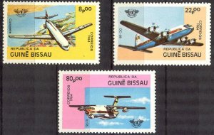 Guinea Bissau 1984 Aviation Airbus Set of 3 MNH