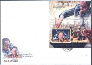 GUINEA BISSAU 2012 CHESS MASTERS BORIS GELFAND S/SHEET FDC