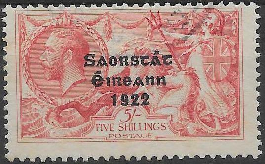 IRELAND SG65 1922 5/= ROSE-CARMINE SEAHORSE USED