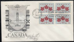 Canada Scott 417 Blk 4 Black Rose Craft FDC - Maple Leaf Unity