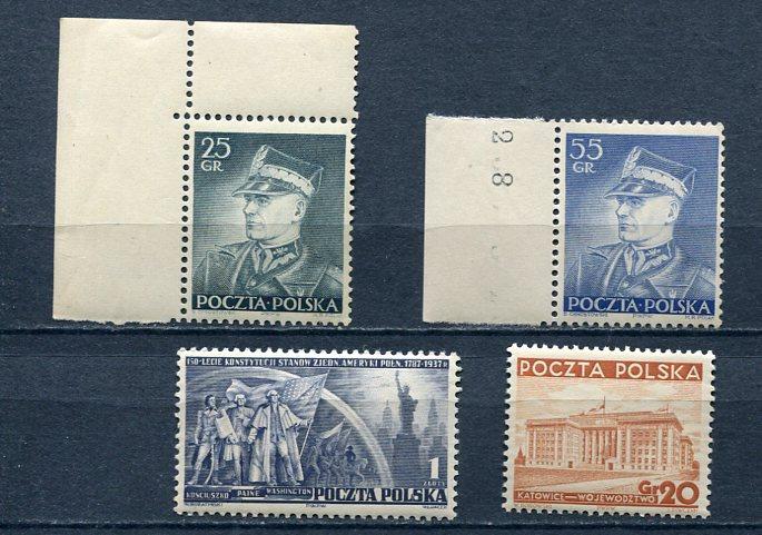 Poland 1937-8 Mi 318-0 and 326 MNH 4742