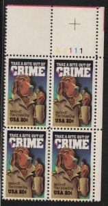 ALLY'S STAMPS US Plate Block Scott #2102 20c Crime Prevention [4] MNH F/VF [STK