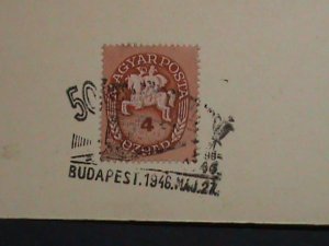 ​HUNGARY-1946- 76 YEARS OLD- STAMP PROOF CARD WITH STAMP-VF-HARD TO FIND