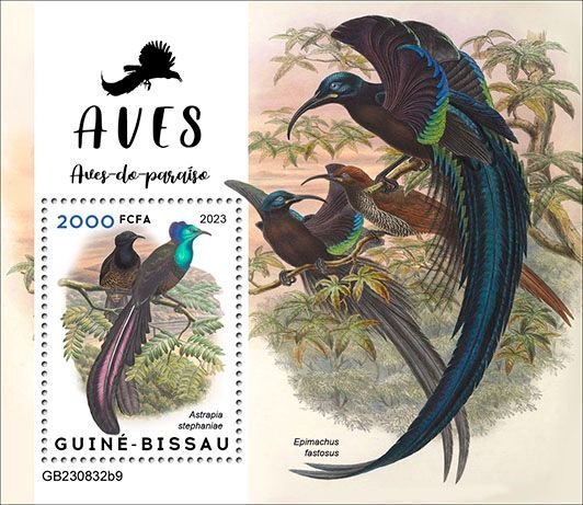GUINEA BISSAU - 2023 - Birds, Birds of Paradise - Perf Souv Sheet -M N Hinged