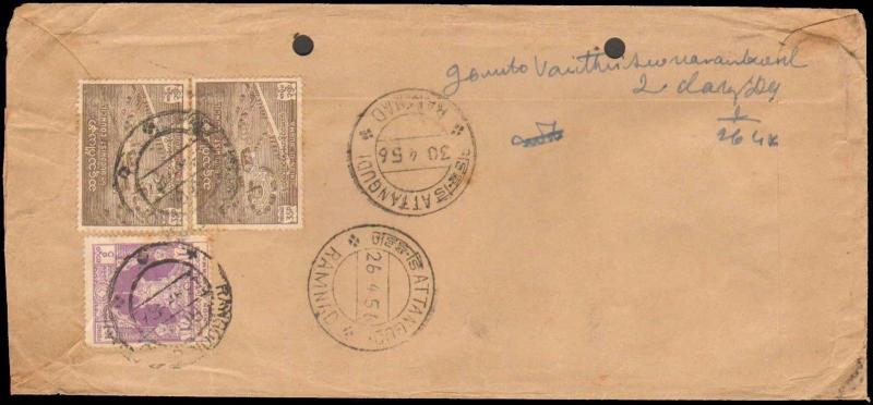 1956 BURMA REGISTERED RANGOON TO SOUTH INDIA