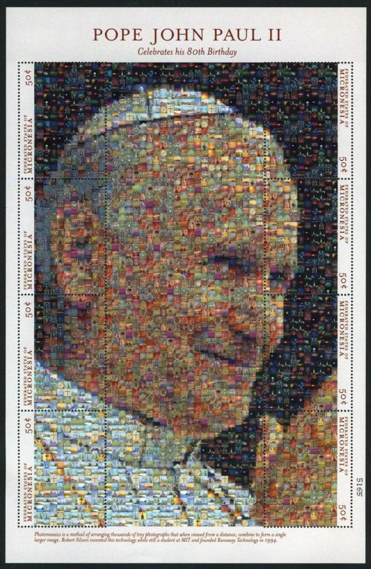 Micronesia 403 MNH Pope John Paul II, photomosaic