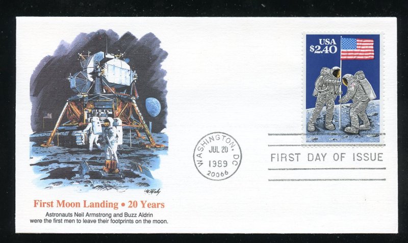 US 2419 Priority Mail $2.40 Moon Landing UA Fleetwood cachet FDC