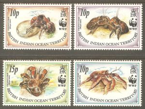 BRITISH INDIAN OCEAN TERR Sc# 132 - 135 MNH FVF Set4 WWF Coconut Crab