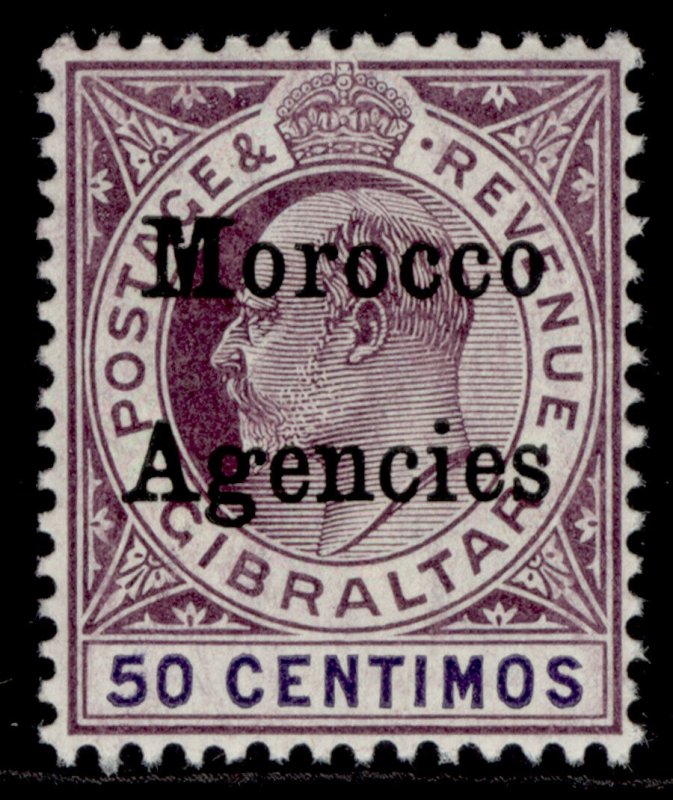 MOROCCO AGENCIES EDVII SG28, 50c purple/violet, LH MINT. Cat £11. WMK MULT CROWN