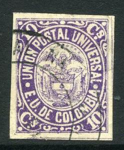 COLOMBIA; 1881-83 early classic imperf issue 10c.  fine u...