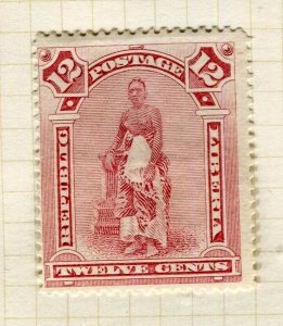 LIBERIA; 1892 early classic Pictorial issue fine Mint hinged 12c. value