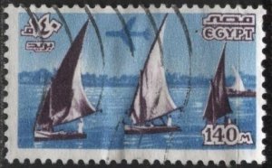 Egypt C173 (used) 140m plane over boats on Nile, blue & pur (1978)