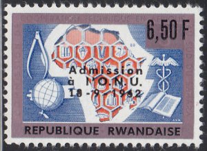 Rwanda 1963 MNH Sc 10 6.50fr Map, honeycomb UN Admission