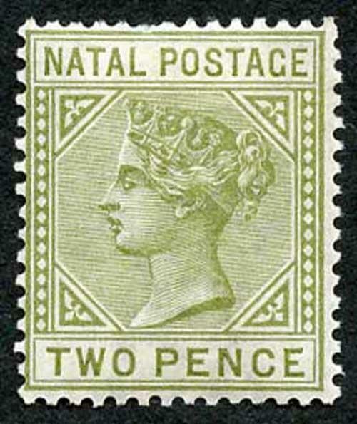 Natal SG106 2d Olive-Green Die 1 M/M Cat 55 pounds