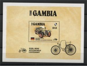 GAMBIA,  100 YEARS OF KARL BENZ AUTOMOBILES, SOUVENIR SHEET