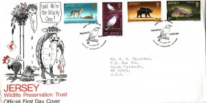 JERSEY - WILDLIFE PRESERVATION TRUST SET OF 4 ON CACHETED FIRST DAY COVER 1972