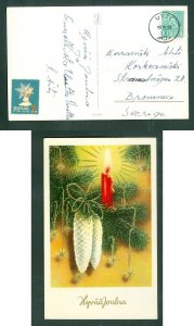 Finland. 1959 Christmas Card. Christmas Seal+ 10 Mk. Deco. Christmas Tree.