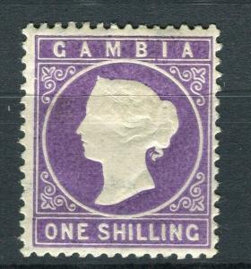 GAMBIA; 1886 classic QV Crown CA issue Mint hinged Shade of 1s. value